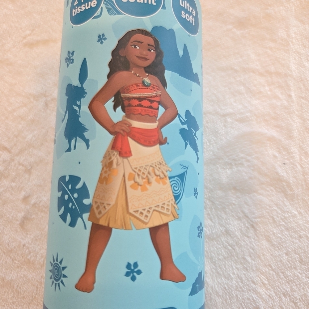 Disney Princess Moana Tissue 2ply Ultra Soft 50 ct Cup Holder New - Picture 2 of 7
